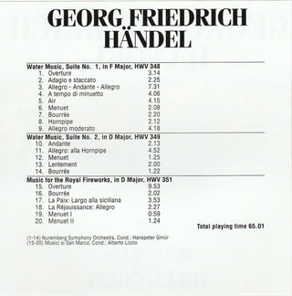Georg Friedrich Händel : Water Music Suite 1 & 2 (CD, Comp)