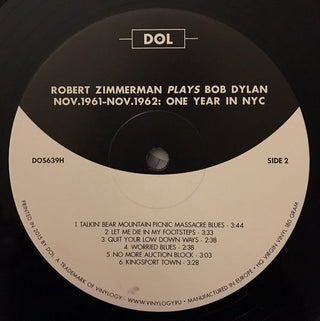Robert Zimmerman Plays Bob Dylan : Studio Recordings (Nov. 1961 - Nov. 1962) One Year In NYC (LP, Album, Comp, 180)