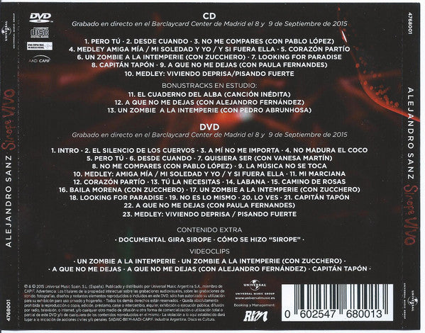 Alejandro Sanz : Sirope Vivo (CD, Album + DVD-V)