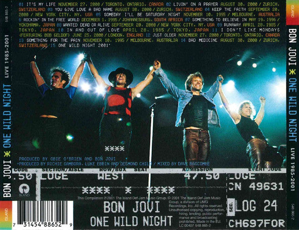 Bon Jovi : One Wild Night - Live 1985-2001 (CD, Album, RP)