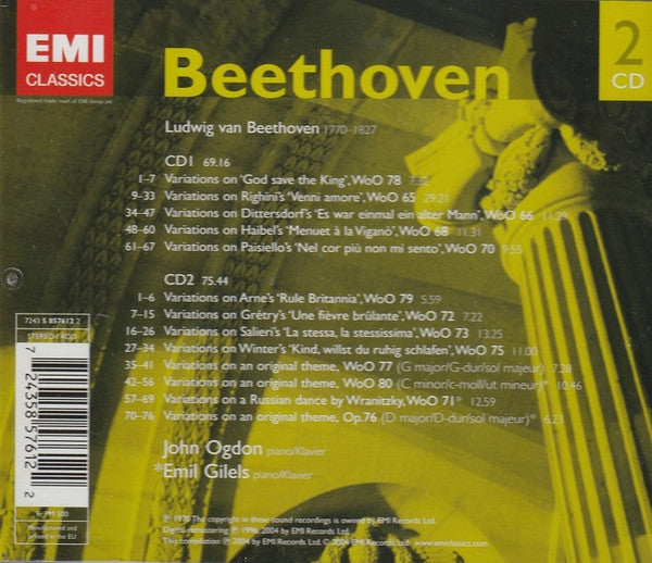 Ludwig van Beethoven – John Ogdon • Emil Gilels : Piano Variations (2xCD, Comp, RE, RM)