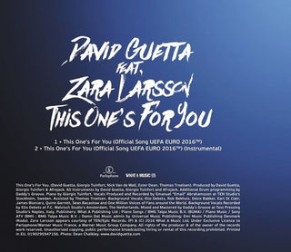 David Guetta Feat. Zara Larsson : This One's For You (Official Song UEFA EURO 2016™) (CD, Single)