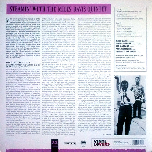 The Miles Davis Quintet : Steamin' With The Miles Davis Quintet (LP, Album, Ltd, RE, 180)