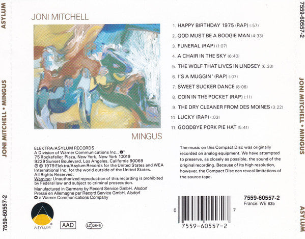 Joni Mitchell : Mingus (HDCD, Album, RE)