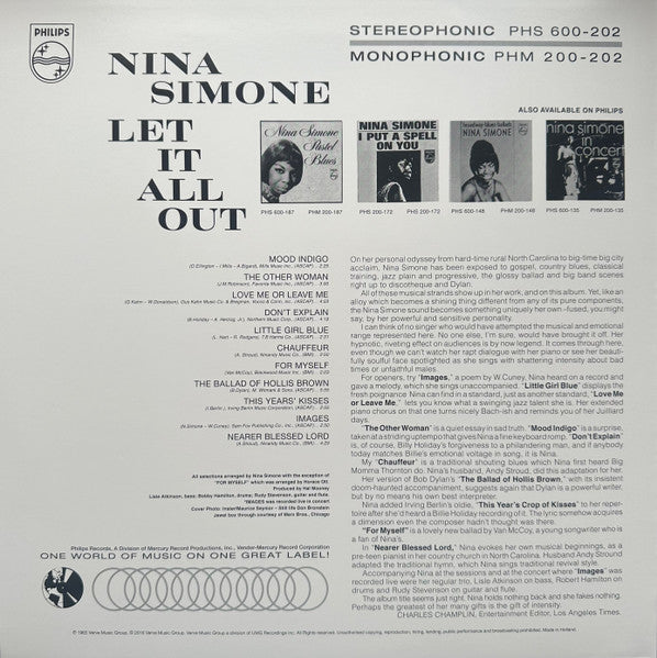 Nina Simone : Let It All Out (LP, Album, RE)