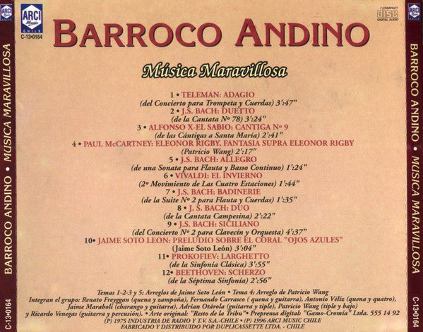 Barroco Andino : Música Maravillosa (CD, Album)