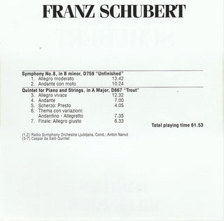 Franz Schubert : Unfinished (CD, Comp)