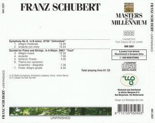 Franz Schubert : Unfinished (CD, Comp)