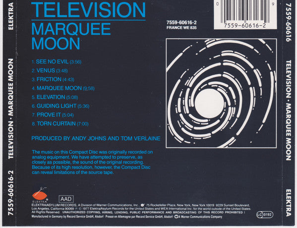 Television : Marquee Moon (CD, Album, RE)