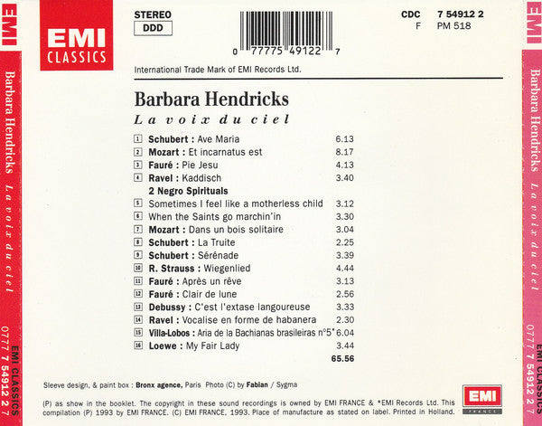 Barbara Hendricks : La Voix Du Ciel (CD, Comp)
