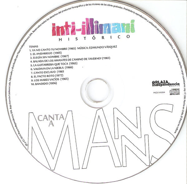 Inti Illimani Histórico : Canta A Manns (CD, Album)